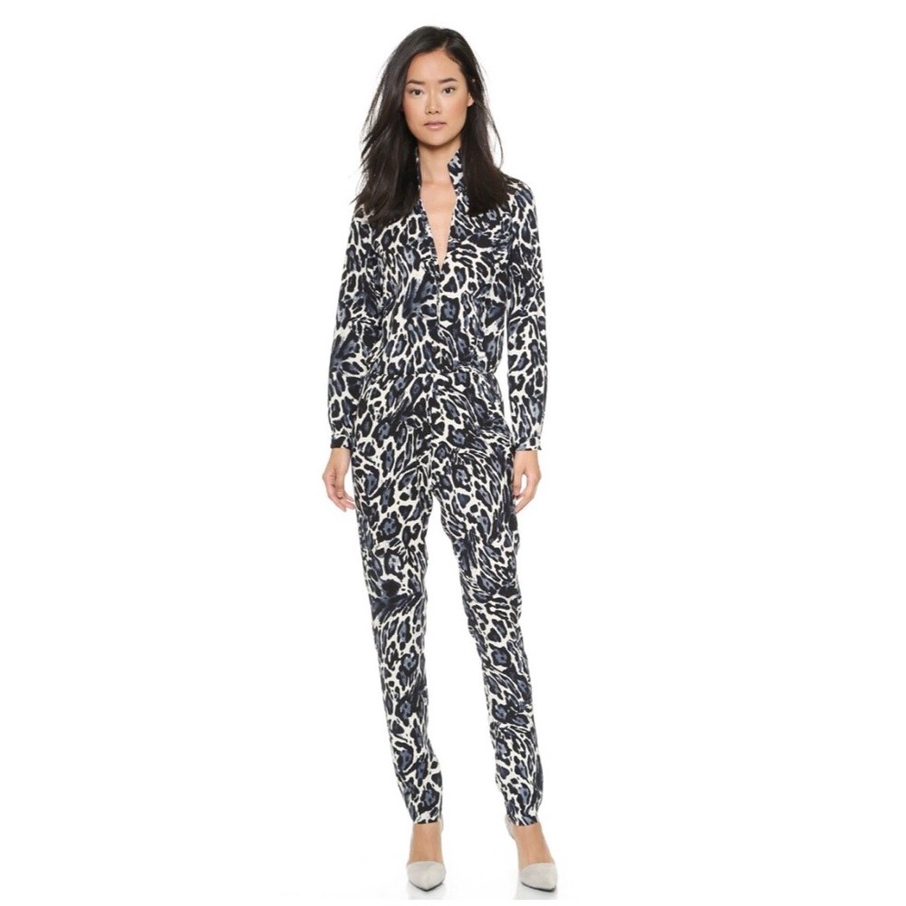 Black Halo Navy and White Printed Jumpsuit